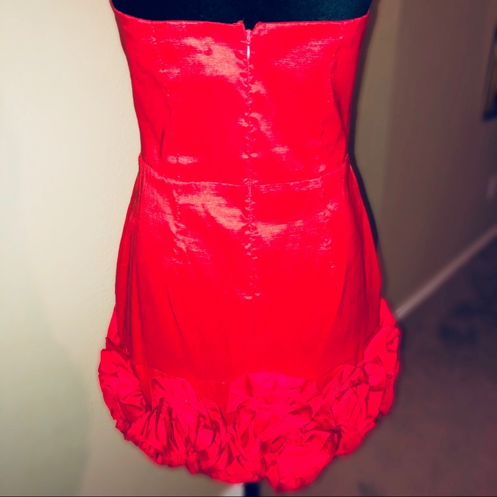 Free Generation Strapless Red Rosette Mini Dress - image 6